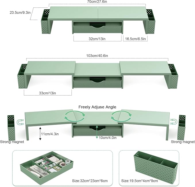 Spacrea Metal Desk Organizers and Accessories, Dual Monitor Stand Riser - Image 5