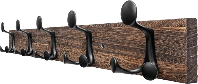 SKOLOO 30-Inch Wood Burnt Coat Rack Wall Mount by SKOLOO