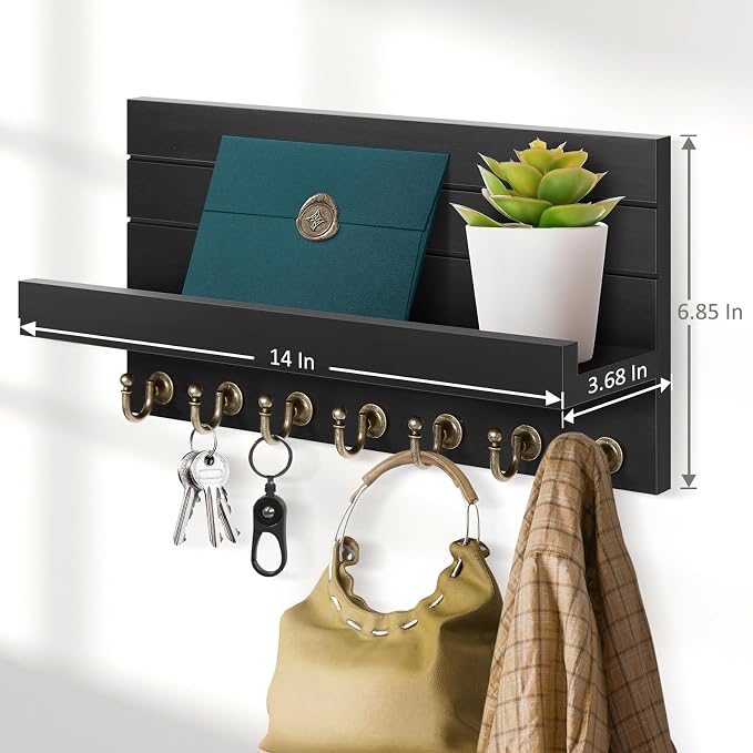 HONJIN Key Holder for Wall: Upgraded 7 Sturdy Key Hooks Easy Installation Mail - Image 6