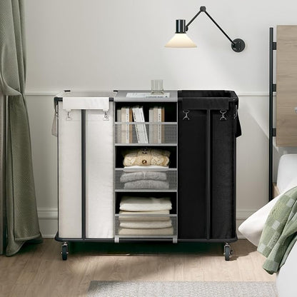 WOWLIVE Laundry Sorter 2 Section 200L Rolling Laundry Hamper - Image 7