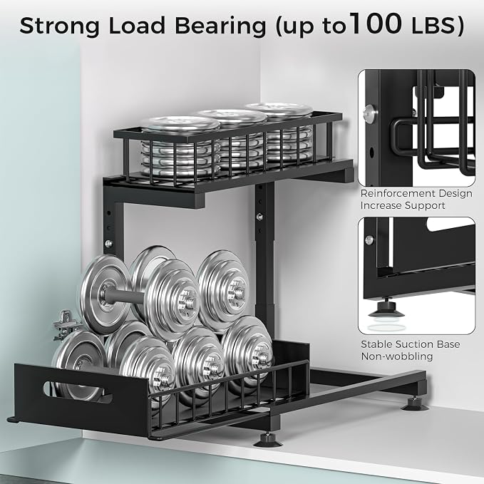 Under Sink Organizer, 2-Tier Pull Out Cabinet Drawer - Image 5