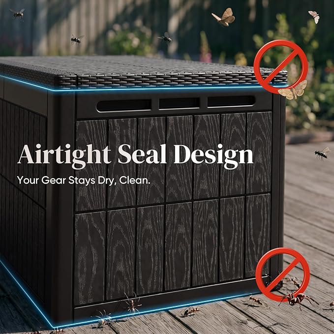 Quictent 100 Gallon Resin Deck Box, Weatherproof Waterproof Outdoor Storage - Image 8