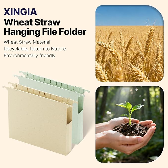 Wheat Straw Plastic Hanging File Folder Letter Size, 12 Pack Extra Capacity - Image 6