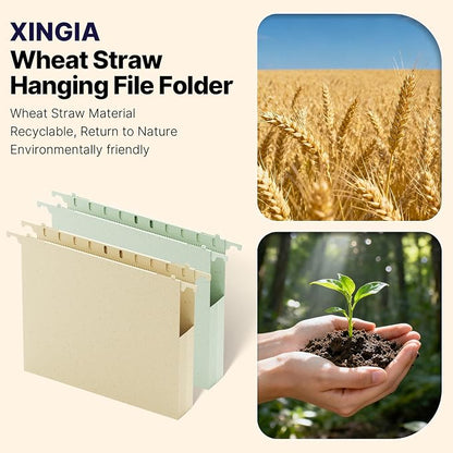 Wheat Straw Plastic Hanging File Folder Letter Size, 12 Pack Extra Capacity - Image 6
