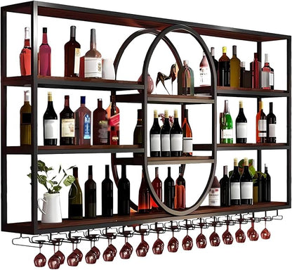 Large Wall Mount Wine Rack, Metal 4 Tier Large Capacity Hanging Bar Rack - Image 4