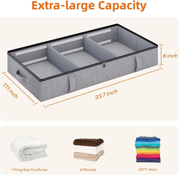 Vailando Storage Containers, 6 Inches Tall 60L Underbed Storage Bins - Image 5