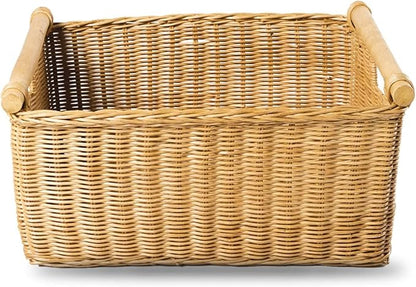 The Basket Lady Pole Handle Wicker Storage Basket, Extra Large, 20 in L x 16 in - Image 3