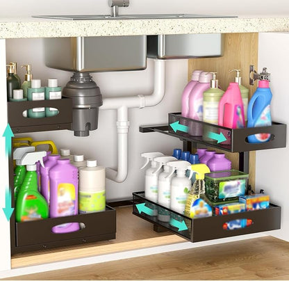Under Sink Organizer, Extra-Wide Upgrade, Height Adjustable Organization and by Beleeb