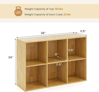 Giantex 6-Cube Bookcase, 3-Tier Cubby Bookshelf, Horizontal Vertical Display - Image 3