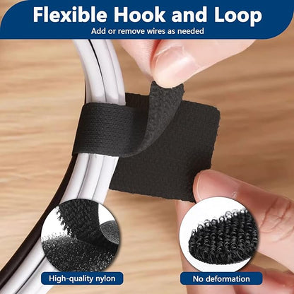 50 PCS Hook and Loop Cable Ties, Under Desk Cable Management, Self Adhesive - Image 6