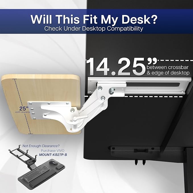 VIVO Adjustable Computer Keyboard and Mouse Platform Tray Ergonomic Under Table - Image 4