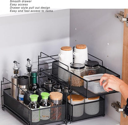 Cupboard Organiser, 2 Tier Under Sink Storage Organiser, Kitchen Storage Drawer - Image 5