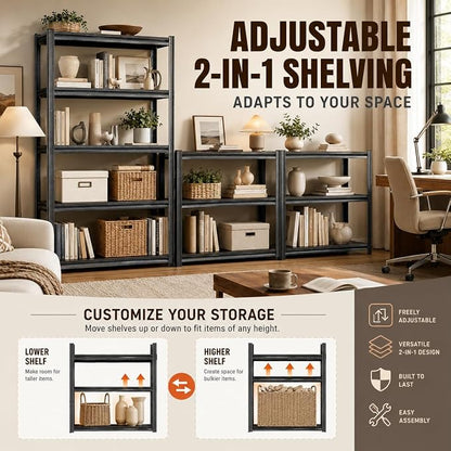 Heavy Duty Metal Bookshelf Adjustable Storage Shelving Unit - Image 5