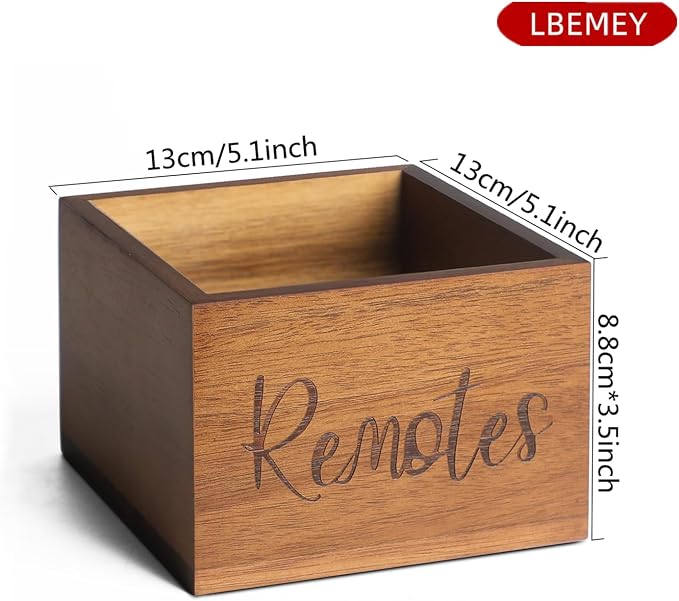 Acacia Wood Remote Control Holder Caddy, TV Organizer - Image 2