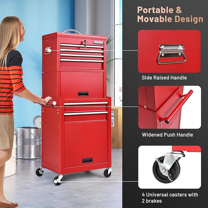 Goplus 6 Drawers Tool Chest, Rolling Metal Tool Box - Image 6