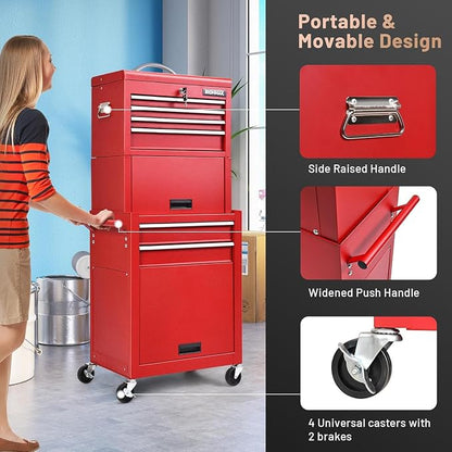 Goplus 6 Drawers Tool Chest, Rolling Metal Tool Box - Image 6