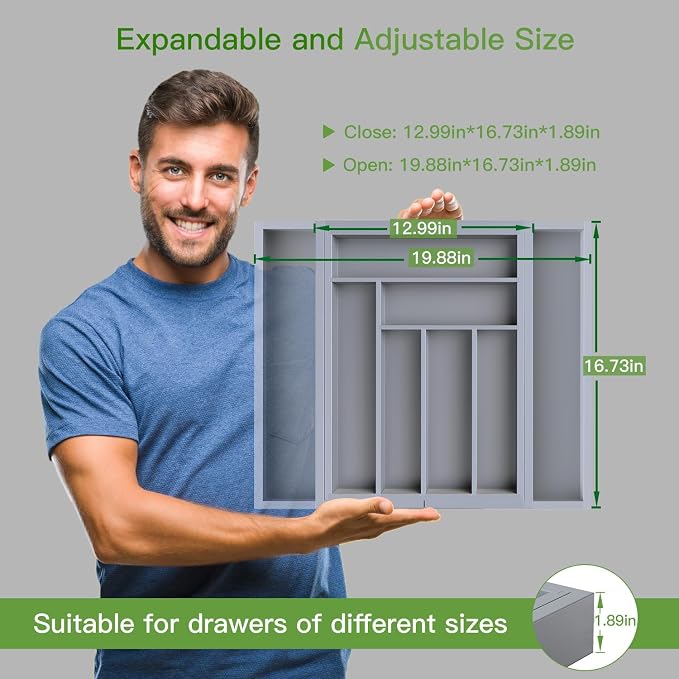 Pipishell Bamboo Expandable Drawer Organizer - Image 4