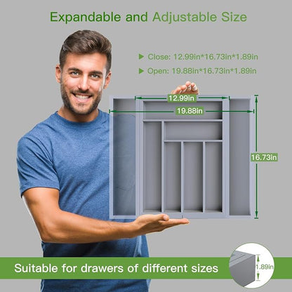 Pipishell Bamboo Expandable Drawer Organizer - Image 4