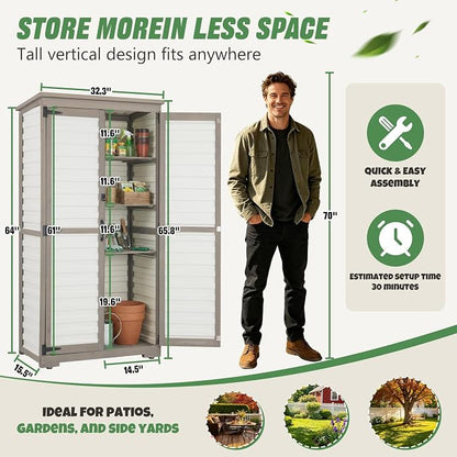Outdoor Storage Cabinet – Store More in Less Space, Tall Vertical Garden Tool - Image 8