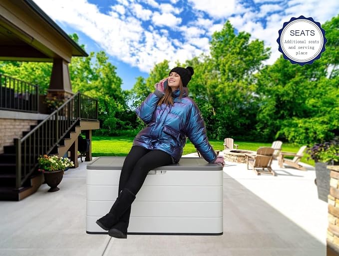 100 Gallon Plus Resin Deck Box, Waterproof Outdoor Storage Bin - Image 8