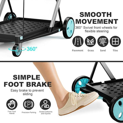 Foldable Shopping Cart, 200 lbs Capacity Grocery Carts on Wheels | - Image 4