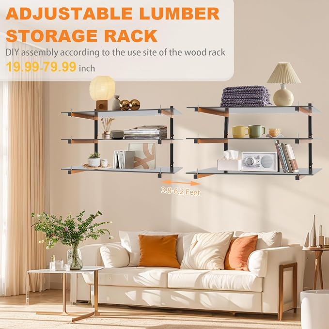 Lumber Rack Wall Mount, Heavy Duty Wood Storage Racks, 9-Level System Garage - Image 4