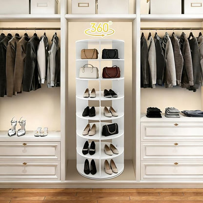 Rotating Shoe Rack Tower, 7 Tier Vertical Handbag Rotate Shoes Tower, 360 - Image 5