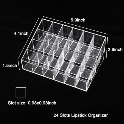 Lipstick Organizer 24 Slots Plastic Clear Cosmetic Display Holder - Image 2