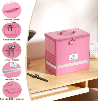 Fireproof File Box with Lock, Collapsible Document Organizer, Reflective Strip - Image 6
