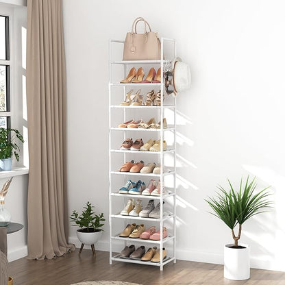 LANTEFUL 10 Tiers Tall Shoe Rack 20-25 Pairs Boots Organizer Storage Sturdy - Image 7