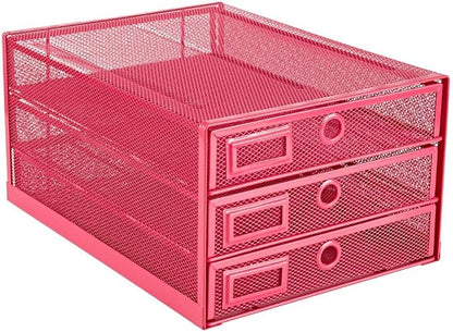 Annova Desk Organizer Wire Mesh 3 Tier Sliding Drawers Paper by LivingNecessities