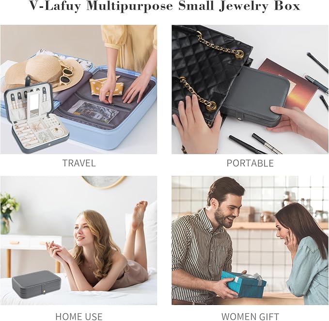 Travel Jewelry Box for Women Travel Jewelry Box Organizer, 2 Tier Portable - Image 6