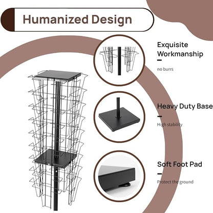360°Rotating Magazine Rack Floor, Brochure Display Stand Magazine Displa Holder - Image 2