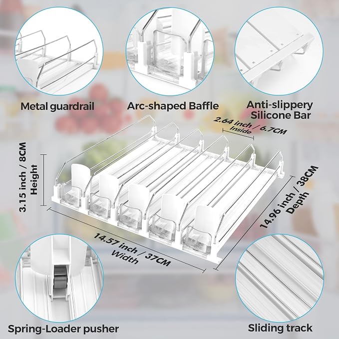 Drink Dispenser for Refrigerator, Self-Pushing Soda Can Organizer for Fridge - Image 6