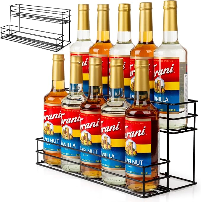 10 Bottle Capacity Coffee Syrup Organizer 2 Tier Coffee Syrup Stand Shelf by kimilus