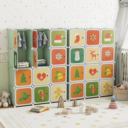 HONEY JOY Kids Wardrobe Closet, Baby Cartoon Clothes Storage Organizer - Image 2