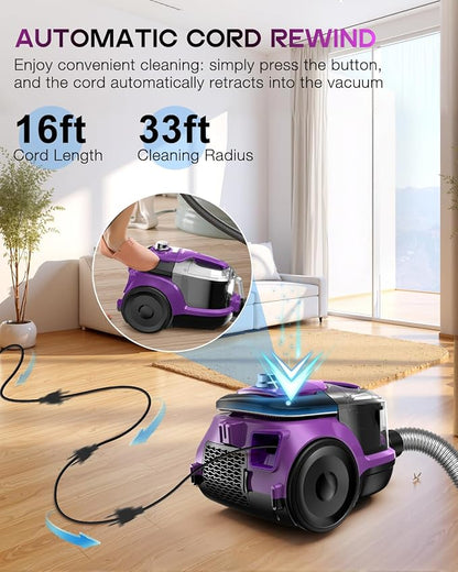 Zefiro Canister Vacuum Cleaner, Bagless Canister Vacuum - Image 5