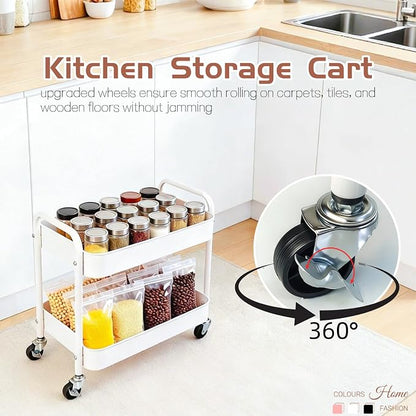 2 Pack Two Tier Rolling Cart - Image 4