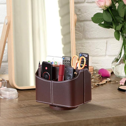YAPISHI Leather Remote Control Holder, 360 Degree Spinning Desk TV Remote - Image 7