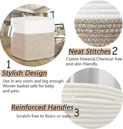 Storage Cubes 11 Inch Cotton Rope Woven Storage Basket - Image 6