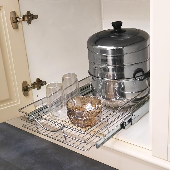 Pull Out Cabinet Organizer 26" W x 21" D, Heavy Duty Kitchen Cabinet Pull Out - Image 5