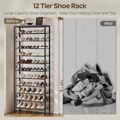 YATINEY 12 Tier Shoe Rack, Large Capacity Shoe Storage Organizer Holds 48 Pairs - Image 4