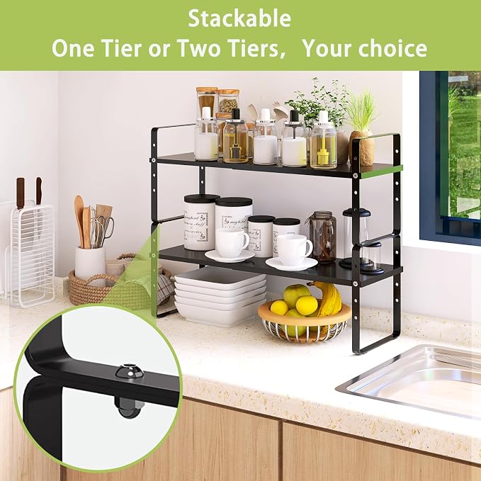 Across-Star Expandable Cabinet Shelf Organizer Rack, Stackable Kitchen - Image 4