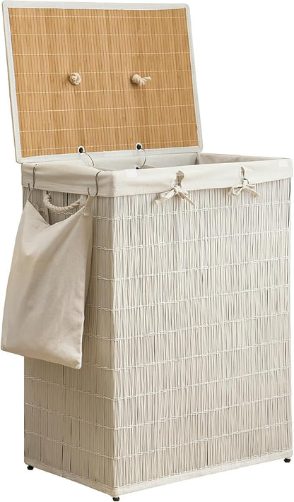 Laundry Hamper with Lid, 52.8 Gallon Large Laundry Basket 2 Removable Liner Bags by Hiagnete