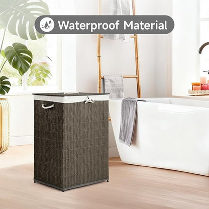 Laundry Hamper with Lid, 52.8 Gallon Large Laundry Basket 2 Removable Liner Bags - Image 2