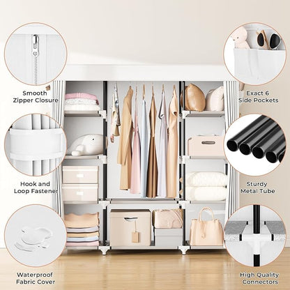VTRIN Portable Closet Wardrobe for Hanging Clothes 57.3 Inch Large Capacity - Image 4