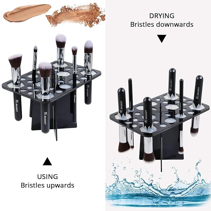 BEAKEY Make up Brush Drying Rack, Collapsible Makeup Brush Holder 28 Holes - Image 4