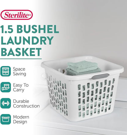 Sterilite Laundry Basket, Plastic Clothes Hamper, Large Square Bin - Image 2
