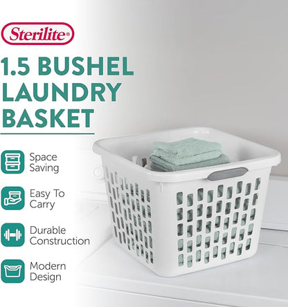 Sterilite Laundry Basket, Plastic Clothes Hamper, Large Square Bin - Image 2