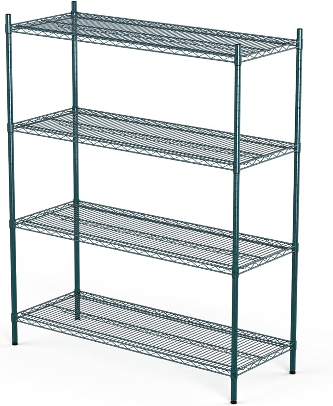APLSS NSF 4-Tier Green-Epoxy Storage Shelves, Moist&Dry Environments, by HECMAC